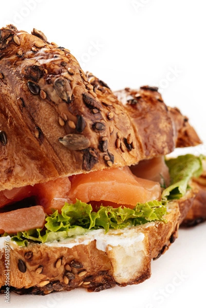 Obraz croissant close-up on a white background