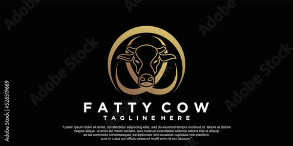 Fototapeta fatty cow icon logo design vector illustration Premium Vector
