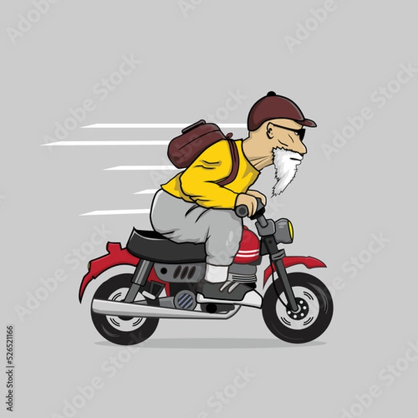 Obraz Cute bike old man