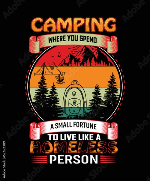 Fototapeta Camping where you spend a small fortune to live like a homeless person