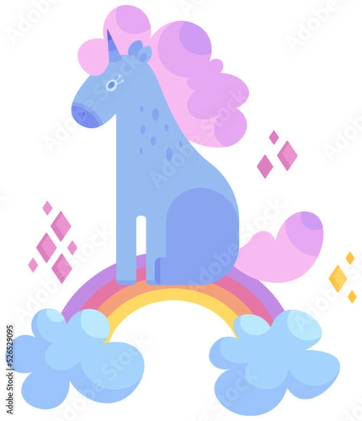 Obraz Vector illustration of stylized cute unicorn and rainbow for posters and postcards