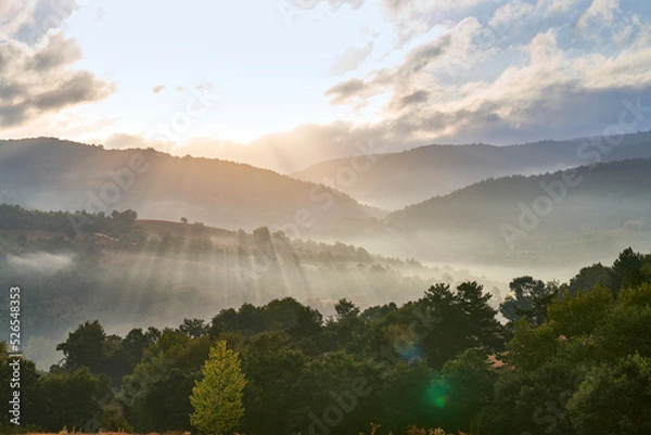 Obraz sunrise from the top of the mountains in the  in the Kaz Mountains