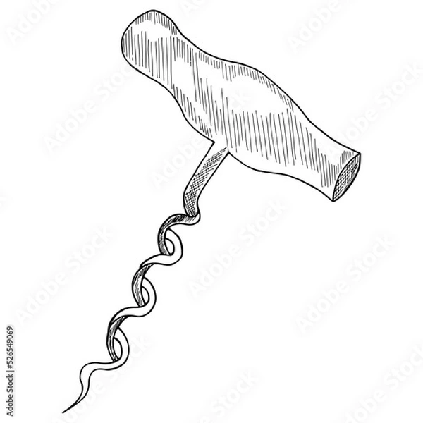 Fototapeta Corkscrew isolated on white background. Vector illustration