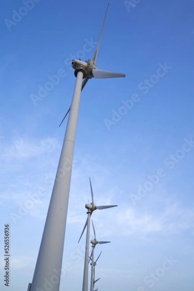 Obraz Row wind turbines by the Aegean Sea Canakkale, Bozcaada in Turkey