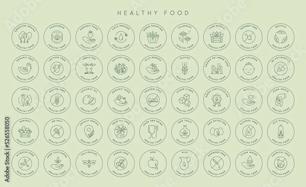 Fototapeta Vector natural product icon label set. 
