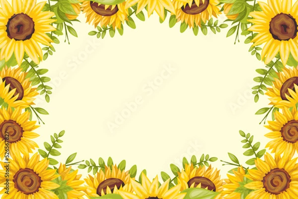 Obraz Frame decorated with sunflowers and various plants.