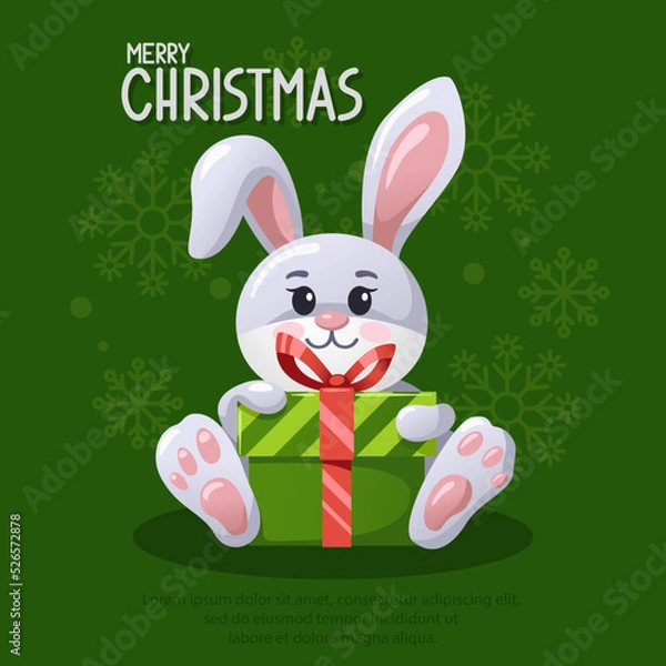 Obraz rabbit with a gift, symbol of the year