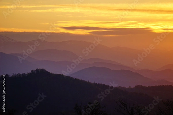 Obraz Beautiful view of mountains in Králiky, Slovakia, at colorful sunrise