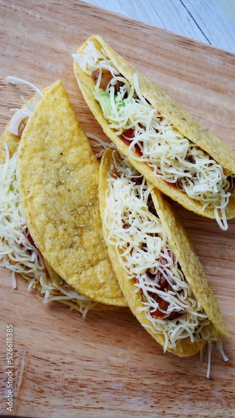 Obraz ホームメイドのメキシカン料理のハードシェルのタコス