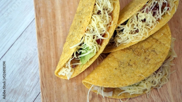 Obraz ホームメイドのメキシカン料理のハードシェルのタコス