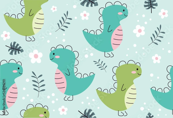 Fototapeta Dinosaur seamless pattern