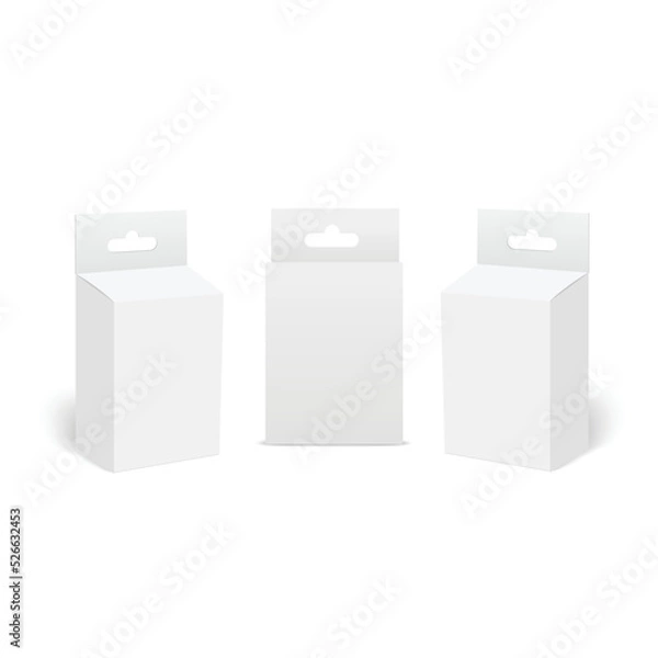 Obraz 3d cardboard packaging gift box with handle. Vector
