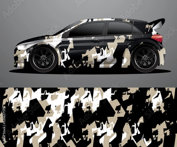 Obraz Rally car decal graphic wrap vector, abstract background
