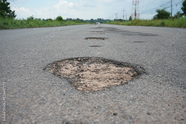 Obraz Damaged roads are dangerous for road users.