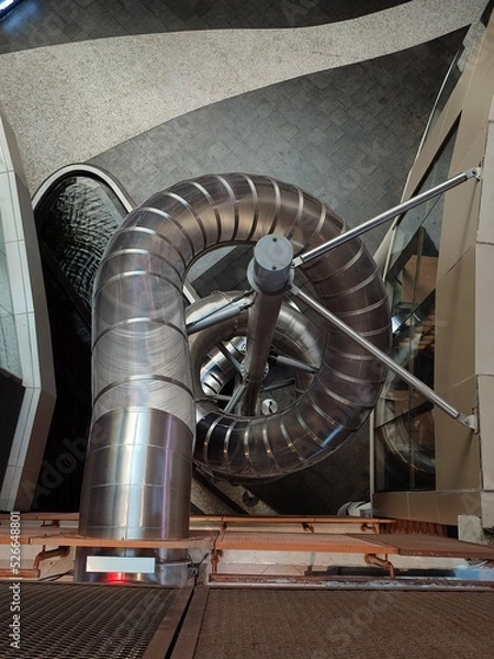 Fototapeta Stainless slide at a shopping center in the city of Makassar