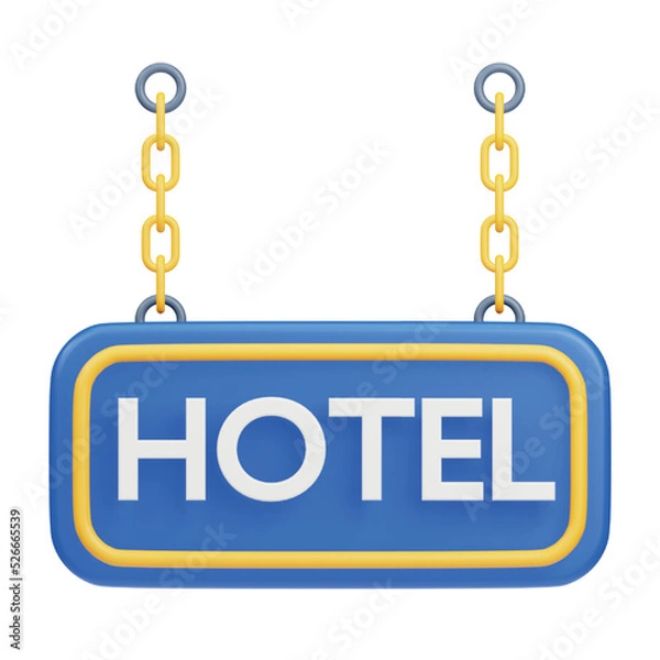 Fototapeta Hotel signboard 3d rendering isometric icon.