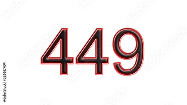 Obraz red 449 number 3d effect white background
