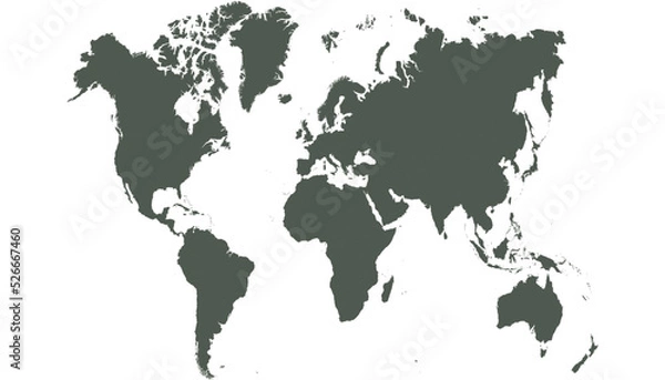 Fototapeta World map. Silhouette map. Color vector modern.	