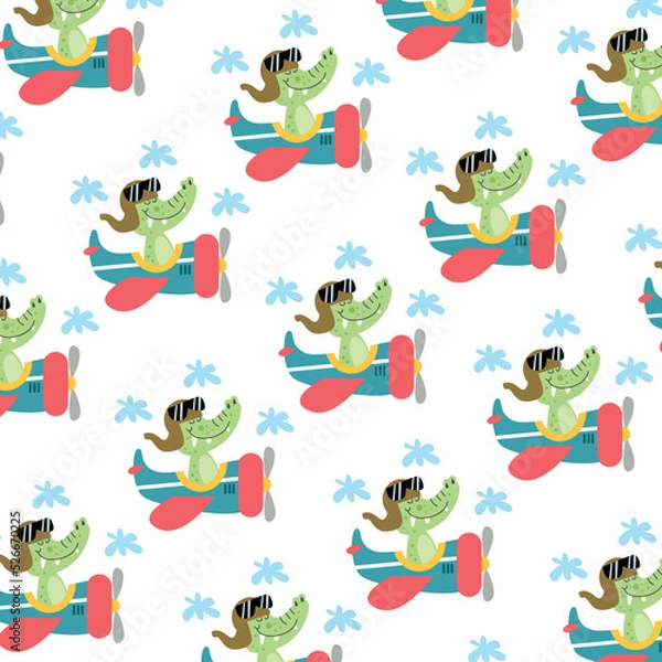 Fototapeta Crocodile pattern on a plane with happy feelings