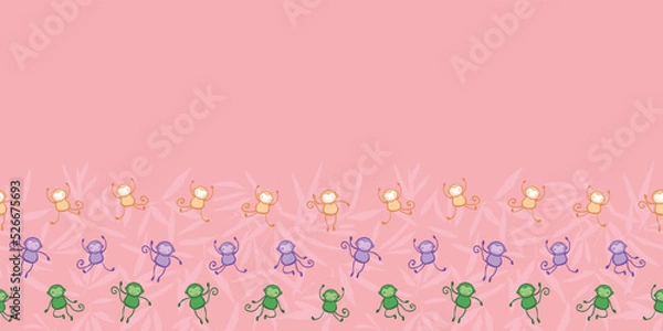 Fototapeta Monkey Leaves Seamless Pattern
