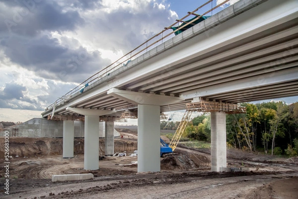 Obraz Concrete piers during bridge reconstruction.