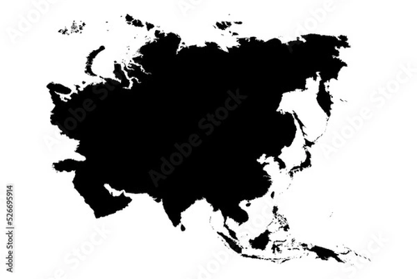 Fototapeta Vector Map of Asia on White Background