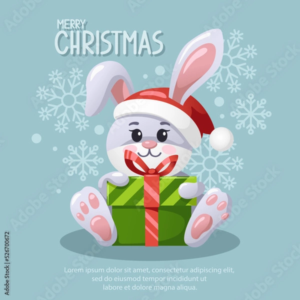 Obraz rabbit with a gift, symbol of the year
