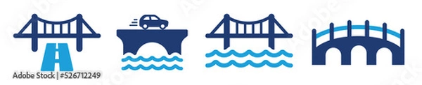 Obraz Bridge icon set. Gate bridge and River architecture symbol vector illustration.