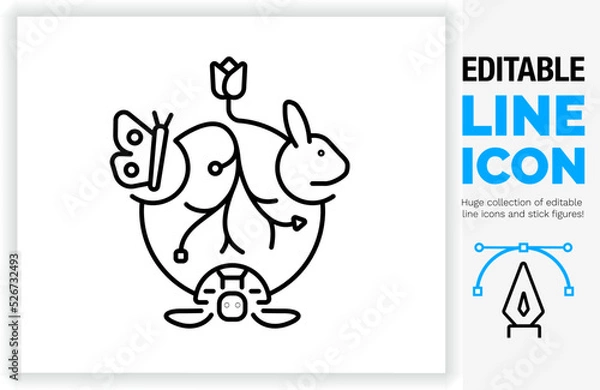 Obraz Editable line icon of biodiversity. Find more icons on my profile. 