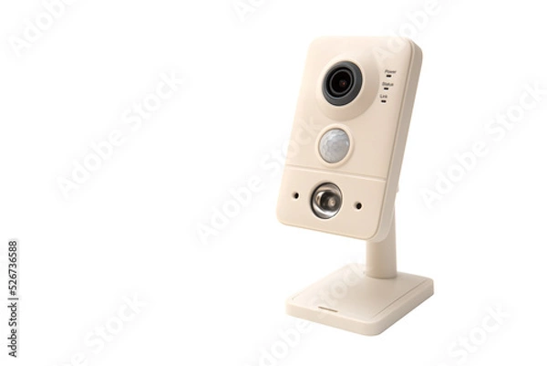 Fototapeta Security camera isolated on white with clipping path.