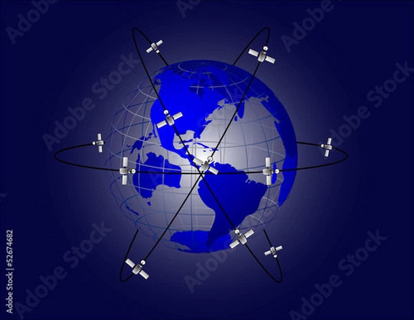 Obraz Globe and Satellites with Background