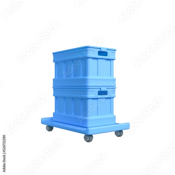 Fototapeta Plastic blue box icon isolated 3d render illustration