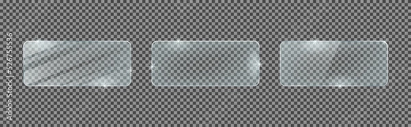 Fototapeta Set of glass plates isolated on a transparent background