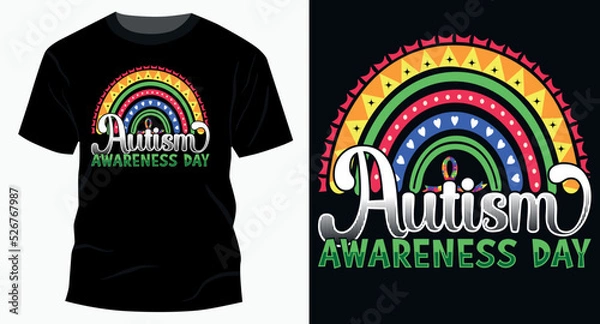 Fototapeta Autism Awareness day typography, vintage, retro, custom. autism, autistic, heart, love autism day ribbon t-shirt design vector