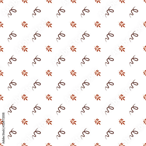 Fototapeta Autumn seamless pattern. Small leaves and abstract elements. Great for paper, design of sketchbook, textile, gift wrap. 