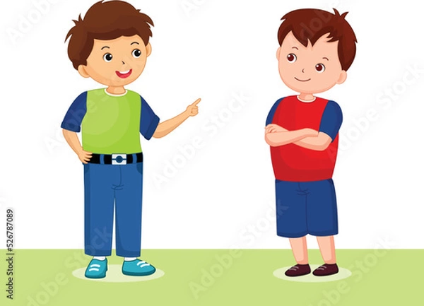 Obraz Two boy Kids Talking, Cartoon Character