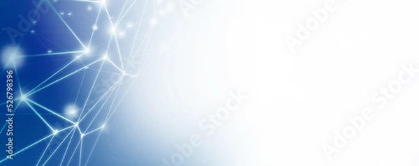 Fototapeta Panoramic abstract dot and triangle connection background., The world is connect and smaller concept, Digital futuristic Earth minimalism background