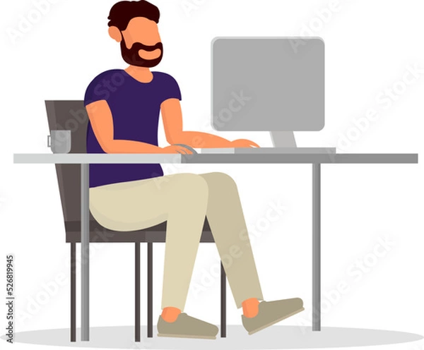 Fototapeta people working vector illustration people working on computer