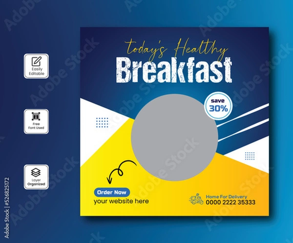 Fototapeta Healthy fast food delicious vegetable social media promotion and Instagram banner post design Usable for social media, flyer, banner and web internet ads