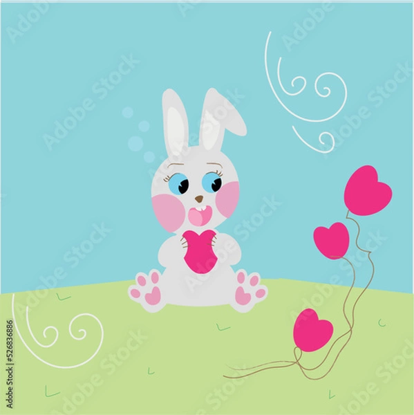 Fototapeta bunny with hearts