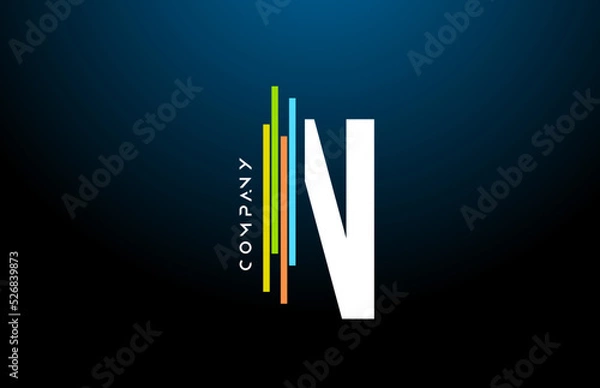Fototapeta colored N alphabet letter logo icon design with line. Creative template for business and company