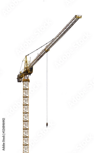 Obraz Yellow construction crane isolated