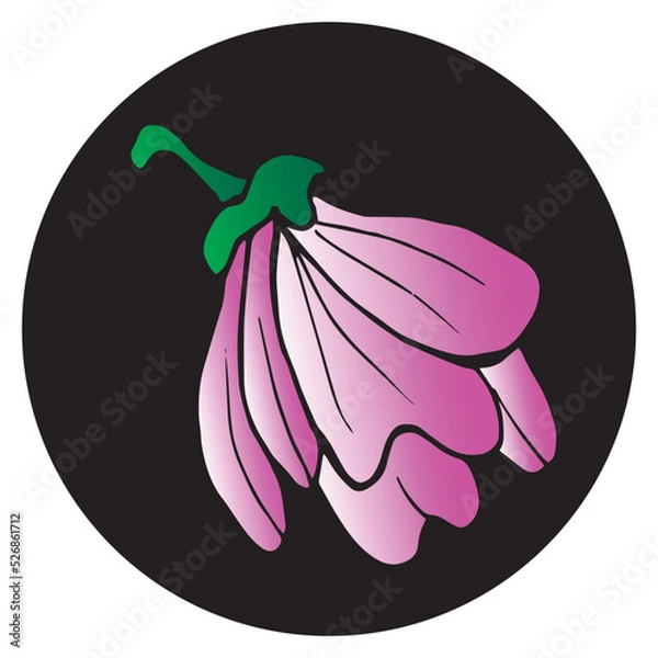 Obraz Magnolia flowers in a black circle. Hand drawn vector illustration for cards, invitations, print and posters.