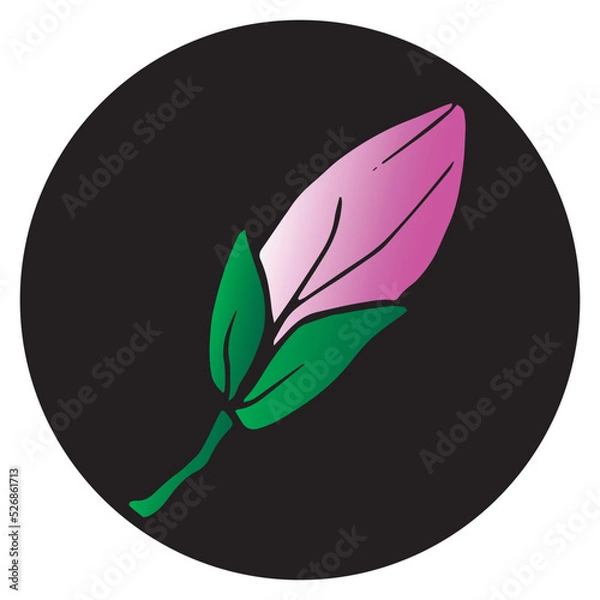 Obraz Magnolia flowers in a black circle. Hand drawn vector illustration for cards, invitations, print and posters.
