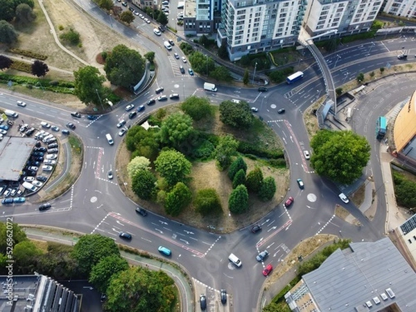 Obraz Gorgeous Aerial View of Traffic on Magic Roundabout at Hemel Hempstead England UK Town of England