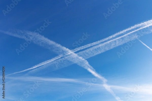 Fototapeta trace of the plane in the sky