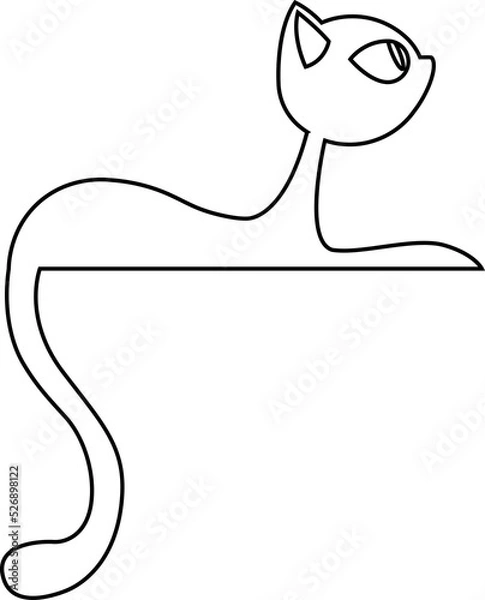 Fototapeta Cat Outline. Cat Outline Illustration. Cat Icon. Cat Symbol. Cat Outline Isolated on White Background. Vector illustration. Elements for design. Black Cat Outline. Halloween Black Cat Outline.