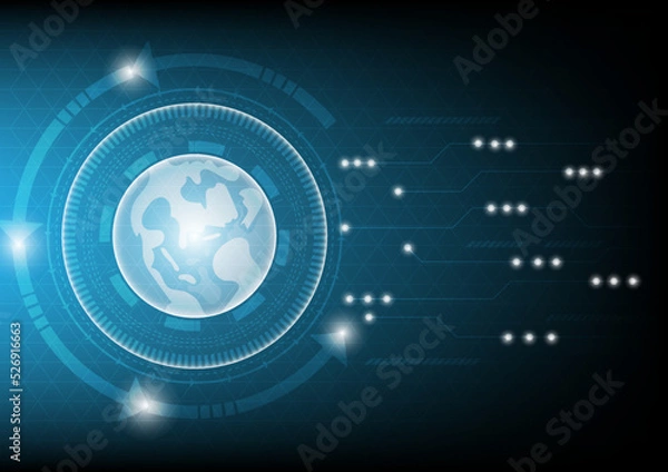 Fototapeta World future technology network background vector.