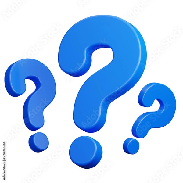 Obraz blue question mark to find answer on transparent background. 3D Illustration