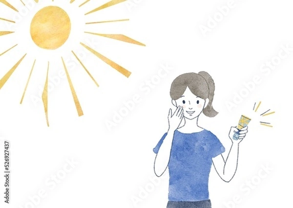 Obraz 日焼け止めを塗る女性のイラスト